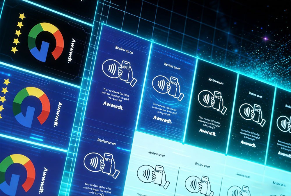 NFC Google review card design layout