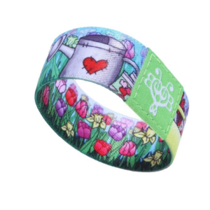 Custom RFID NFC elastic smart wristband with stretchy fabric construction, waterproof coating, adjustable fit for all wrist sizes, embedded 13.56MHz chip for access control and cashless payments at events and festivals