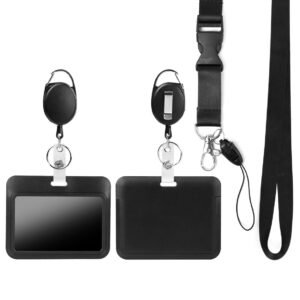 Clear PVC employee ID card holder, vertical orientation, soft durable PVC construction with top-loading design and pre-punched slot for lanyard, fits standard CR80 cards 86x54mm