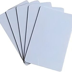 Blank white PVC cards stacked, 0.76mm thickness, CR80 standard size 86x54mm, matte finish surface for ID card printing