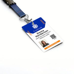 Custom PVC event ID card badge with lanyard photo QR code for conference exhibition trade show and corporate event attendee identification