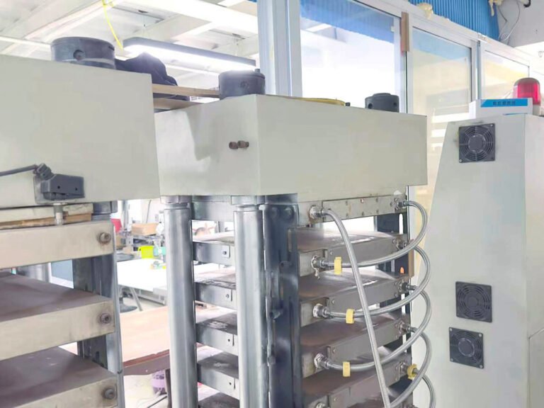 PVC card lamination press machine used in factory production to create glossy, matte and frosted surface finishes on plastic cards